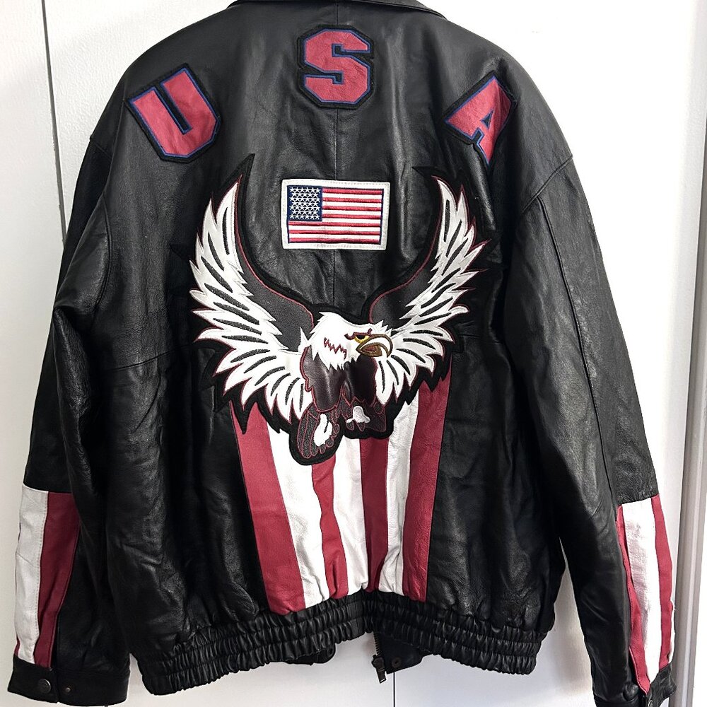 Vintages 1980's Oscar Piel Biker Motorcycle Bomber Leather Jacket  Men's 2XL